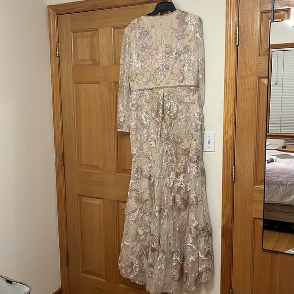 SOLD. Mac Duggal Floral Embroidered Lace Trumpet Gown - Picture 6 of 6